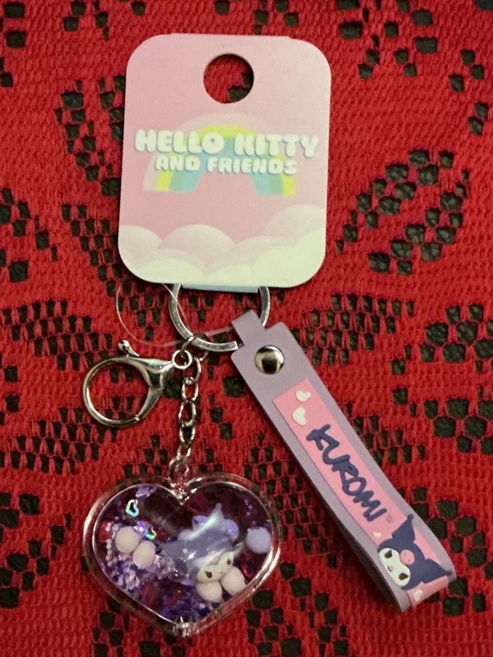 Hello Kitty Kuromi Purple Heart Key & Card Holder Keychain
